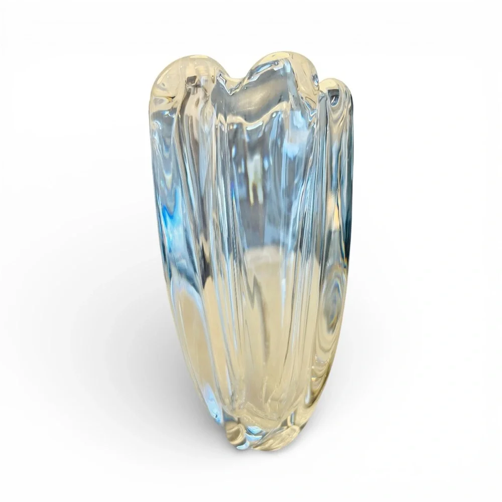 Signed Orrefors “Waterfall” Vase Edvin Öhrström 1940s Swedish Crystal MCM 8”